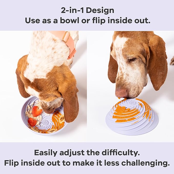 Awoo Wobbowl - Silicone Dog Lick Mat and Slow Feeder Bowl - Dishwasher Safe Pet Dish - Extends Mealtime for Fast Eaters & Reduces Anxiety - for Wet & Dry Food (Sage)