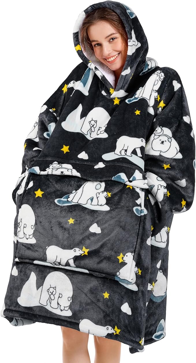 Narecte Cozy Oversized Blanket Hoodie Wearable Blanket Adults Soft Hooded Blanket Hoodie Birthday Gifts for Women Christmas