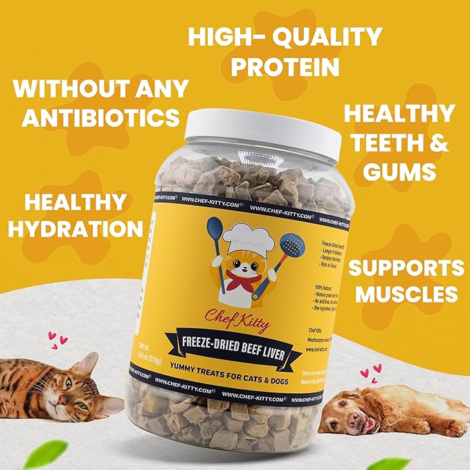 Freeze Dried Beef Liver Dog Treats | Healthy Kitten Treats, Single Ingredient, Raw | High Protein Cat & Dog Food Toppers, Grain-Free | Inspected & Tested in USA | 3.9 oz