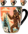 Color Changing Bigfoot Coffee Mug 15OZ - Ceramic Heat Sensitive Cup Hot Cocoa Tea Milk Mugs Hot Drinks and beverages Unique Beautiful Funny Holiday Christmas gift Idea Sasquatch Cryptid lovers men dad