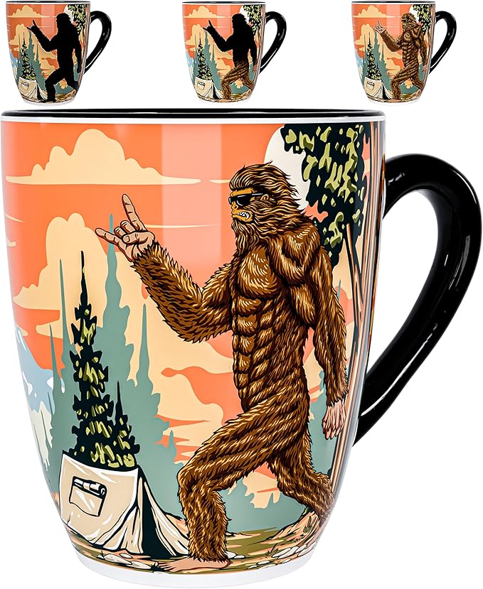 Color Changing Bigfoot Coffee Mug 15OZ - Ceramic Heat Sensitive Cup Hot Cocoa Tea Milk Mugs Hot Drinks and beverages Unique Beautiful Funny Holiday Christmas gift Idea Sasquatch Cryptid lovers men dad