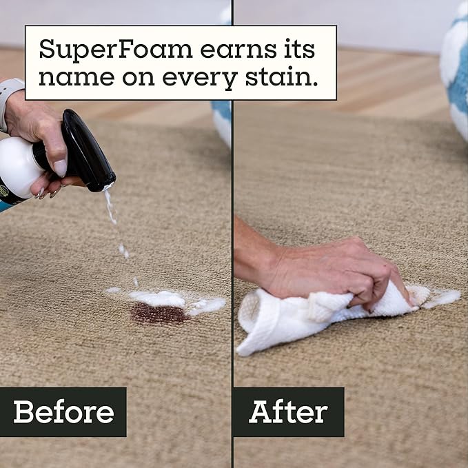 Pet Life Unlimited SuperFoam Spray, Carpet and Surface Cleaner for Dog Urine, 16 oz, Strong Odor & Stain Remover, Plant-Based Formula, Natural Juniper Leaf Scent, Two-Way Spray, USA Made (Pack of 1)