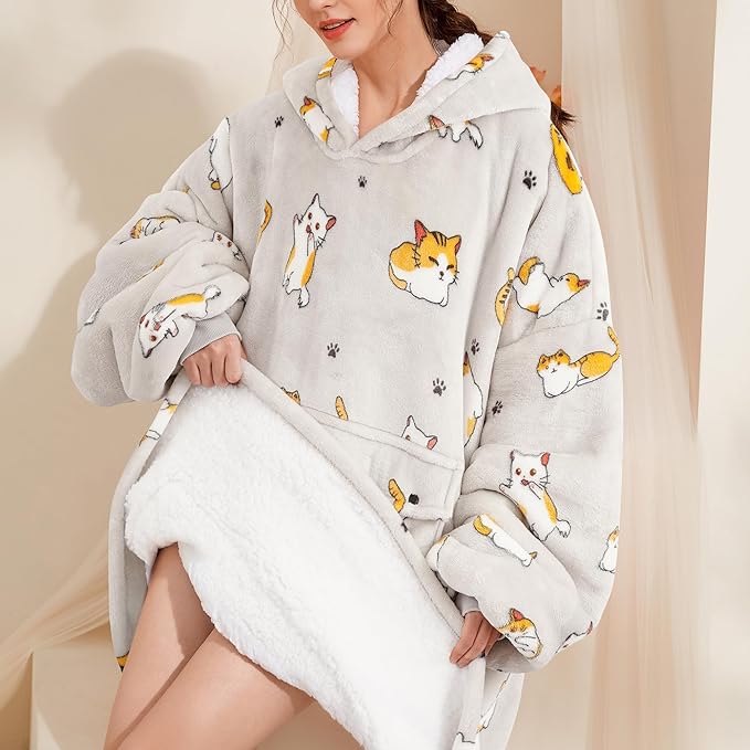 Narecte Cozy Oversized Blanket Hoodie Wearable Blanket Adults Soft Hooded Blanket Hoodie Birthday Gifts for Women Christmas