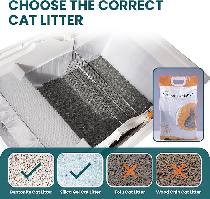 Self Cleaning Litter Box, Semi-Automatic Litter Box Scoop Free Cat Litter Trays with 4 Disposable Trays Enclosed Lid, Odor Control, for Large Cats
