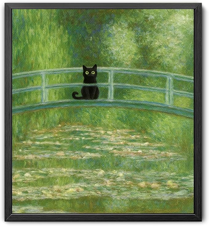 Madewell Living Van Gogh Starry Night with Funny Cat Canvas Print Wall Art - Ready to Hang, Waterproof Living Room & Bedroom Decor