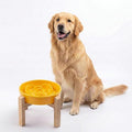 Petygooing 8.66 in Dog Bowl Ceramic Slow Feeder for Medium Large Dogs,Elevated/Raised Slow Feeding Dog Food Water Dish Heavy Weighted,Puzzle Eating Bowl Modern Maze (Yellow, 8.66in)
