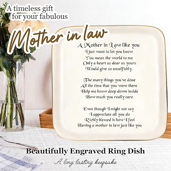 Mother in Law Gifts from Daughter in law, Jewelry Dish for Women Birthday Gift for Mothers in Law, Mother's Day Wedding Gifts for Mother in Law, Appreciation Thank You Gift for Mother-in-law