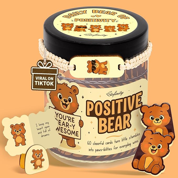 Stofinity Cute Bear Gifts For Women - High School Graduation Gifts For Boy, Positive Affirmation Cards For Teens Girl, Christmas Gift Baskets Ideas For Friend, Coworkers, Funny Sister Birthday Gift