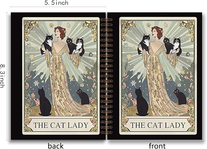 KDHTY Vintage Cat Tarot NotebookJournal,Gothic Black Cat Journal Notebook,Gothic Office Supplies Gifts for Women,Witchy Cats Gifts for Cat Lovers,5.5 x 8.3