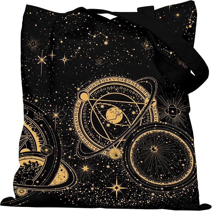 DYALE Canvas Tote Bag Double-Sided Prints with Snap Closure, Cute Tote Bag with Pocket for Shopping, Library, Work, Travel
