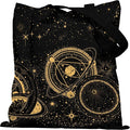 DYALE Canvas Tote Bag Double-Sided Prints with Snap Closure, Cute Tote Bag with Pocket for Shopping, Library, Work, Travel