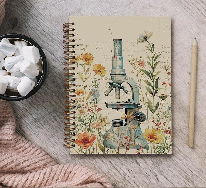 KDHTY Vintage Chemistry Notebook Book Floral Notebook Journal,Cottagecore Science Teacher Gifts,Cottagecore Notebook Journal for Work Office School Student Teacher,5.5x8.3