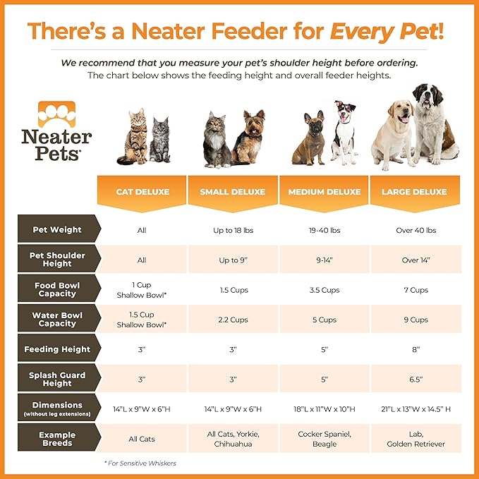 Neater Feeder Deluxe Mess Proof Cat Bowls Elevated for All Breeds – Made in USA – No Spill Raised Bowls for Indoor Cats – Stainless Steel Food and Water Bowl Set, Pet Dish Feeding Station, Aquamarine