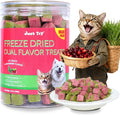 Just Try 3.52 oz Freeze Dried Cat Treats for Indoor Cats High Protein Training Treats Food Topper, Cat Grass Treats Hairball Control & Cranberry for Urinary Tract Health