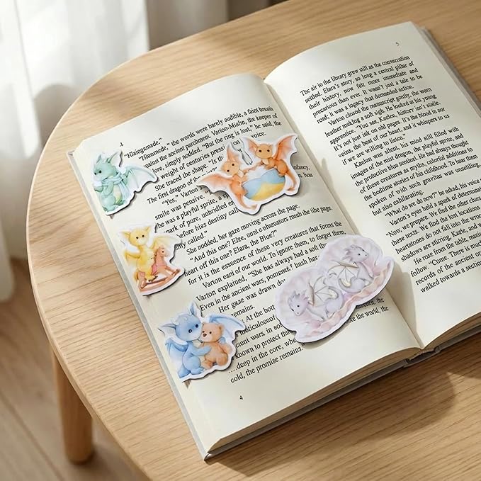 Dragon Magnetic Bookmarks Gifts - 15 Pcs Fantasy Cute Funny Bookmark for Women Kids Book Lovers Students Bookworms Birthday Graduation Gift Magnet Page Clips School Office Reading Accessories
