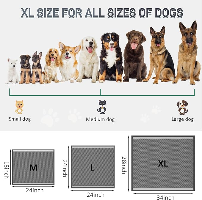 Boscute Charcoal Super Absorbency Puppy Pads, Activated Carbon Odor-Control XL 28"x34" Leak-Proof Pet Training Pee Pads, Disposable Potty Pads for Dogs Cats, Rabbits 45Counts