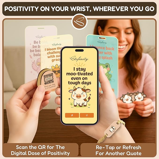 Stofinity Positive Cow Gifts For Women Cow Lovers - Daily Affirmation Cards For Men Coworkers, Cute Friend Birthday Gifts For Women Teacher, Trendy Stuff Teenage Girl Gift For Christmas, Easter