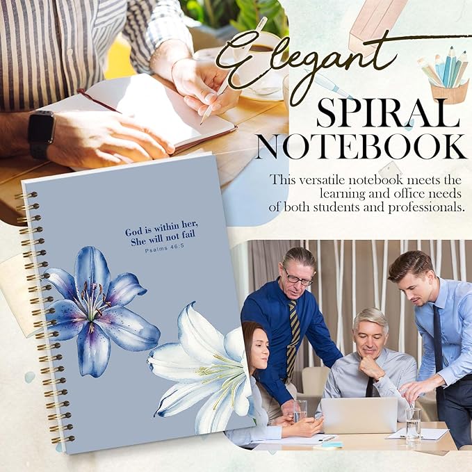 Bible Journal Spiral Notebook, Coquette Floral Bible Study Supplies, Christian Gifts for Women Girls, 5.5x8.3 Inch - A05