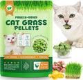 Freeze-Dried Cat Grass Pellets, High Protein 60% for Hairball Control & Digestive Health, Grain-Free Cat Supplements with Chicken & Fish Oil, Crunchy Bites for Cats 3+ Months