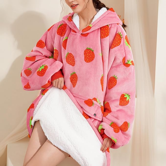 Narecte Cozy Oversized Blanket Hoodie Wearable Blanket Adults Soft Hooded Blanket Hoodie Birthday Gifts for Women Christmas