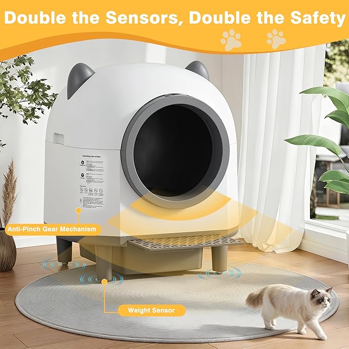 Automatic Self Cleaning Litter Box for Multiple Cats, Featuring 80L Large Capacity, APP Control, Safety Sensor & Odor-Free Waste Disposal, Includes 2 Roll Garbage Bags (Enclosed-Top)