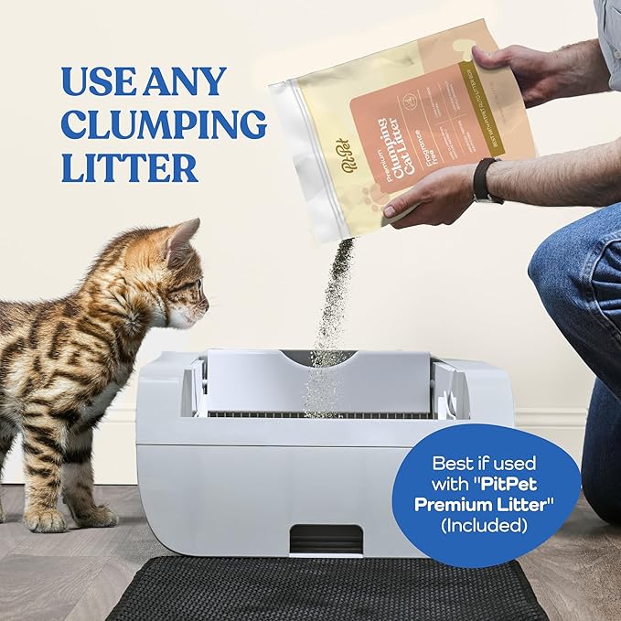 Open-Top Self Cleaning Cat Litter Box Automatic with Smart APP Control, Anti Pinch and Odorless, Whisper Quiet, Free Waste Bag/Litter Mat/Cleaning Brush/Mineral Cat Litter (White)