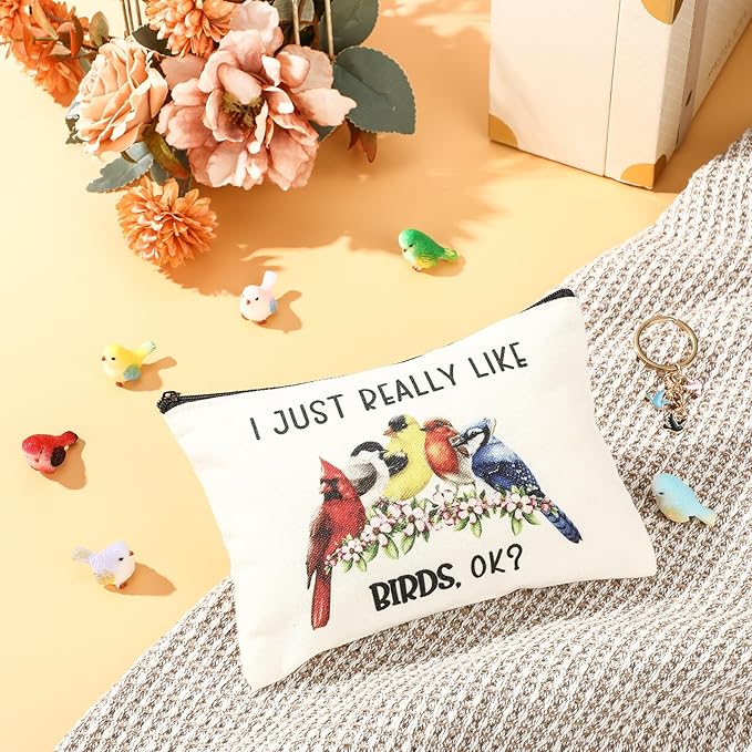Bird Lover Gifts for Women Birthday Gifts Baskets Set Include Canvas Tote Bag, Makeup Bag, Socks, Keychain, Enamel Mug, Small Figurines for Mom, Wife, Sister, Friend