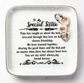 PUDDING CABIN Mother's Day Sister Gifts from Sister Birthday Gifts, Ceramic 5.5inch Jewelry Dish Ring Tray - “You are My Sisters Always, My Friend Forever Gift for Big or Little Sisters