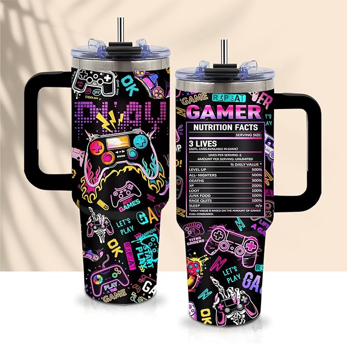 Gaming Gifts for Girl, Gamer Gifts for Women, 40oz Gamer Tumbler Cup, Gaming Mugs, Teen Girl Gift Gamings Stuff, Gaming Gamepad Presents for Daughter, Birthday Gift for Her Gamings Cup(Style3)
