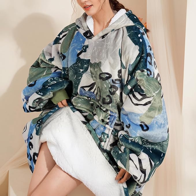 Narecte Cozy Oversized Blanket Hoodie Wearable Blanket Adults Soft Hooded Blanket Hoodie Birthday Gifts for Women Christmas