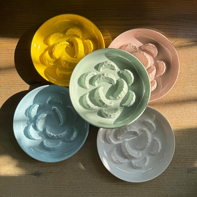 Unbreakable Slow Feeder Bowl for Cats and Small Dogs- Cat Plates for Wet & Dry Food- Melamine Puzzle Cat Bowl for Slow Eating- Whisker Friendly & Dishwasher Safe & Non Slip Design -(Green,6.3'W*1.5H')