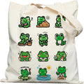 DYALE Canvas Tote Bag Double-Sided Prints with Snap Closure, Cute Tote Bag with Pocket for Shopping, Library, Work, Travel