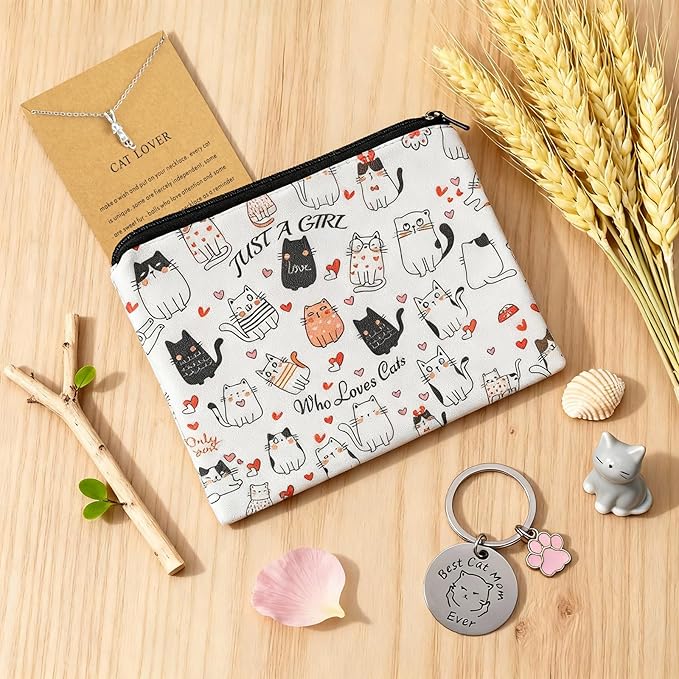 9 Pcs Cat Lover Gifts for Women,Cat Mom Themed Gift Box with 16 oz Glass Cup &Funny Socks, Mother's Day, Birthday Gifts for Cats Crazy Lady, Owner, Friends, Sister, Daughter