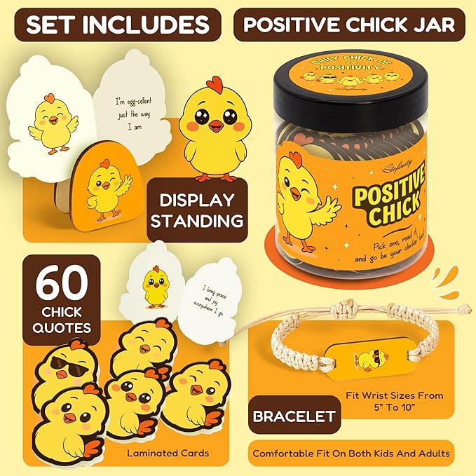Stofinity Emotional Support Chicken Gifts For Women - Positive Affirmation Cards For Women Birthday Gift Ideas, Unique Inspirational Gifts For Coworker, Motivational Chicken Decor for Office Desk