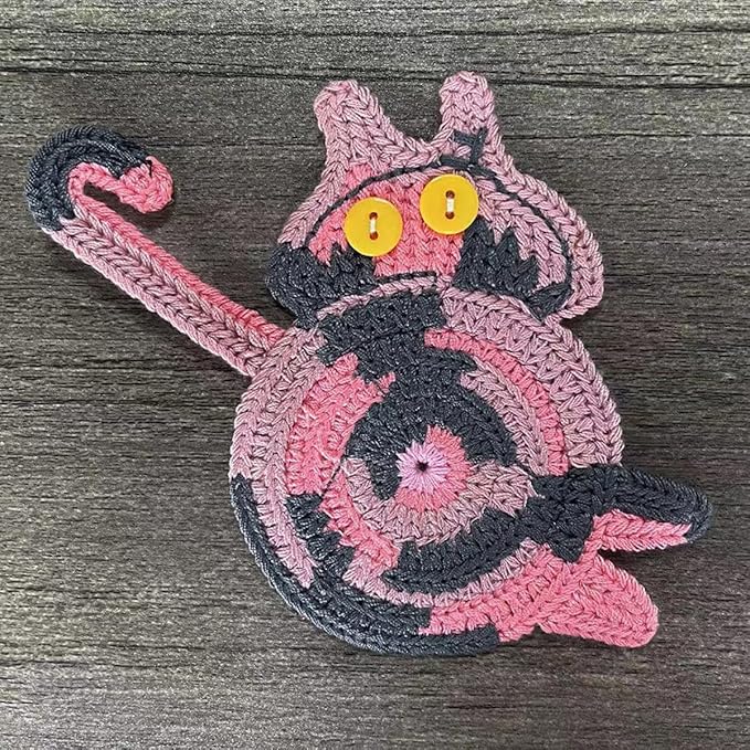 4PCS Cute Cat Cup Coasters, Gifts for Cats Lovers, Cat Coaster Woven Creative Knitted Coasters Funny Drink Insulation Coffee and Tea Coaster Table Protection Desktop Gifts