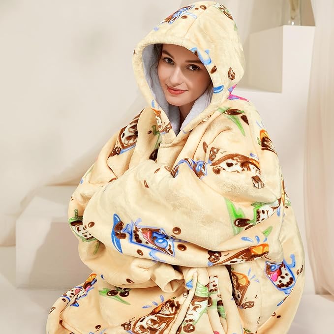 Narecte Cozy Oversized Blanket Hoodie Wearable Blanket Adults Soft Hooded Blanket Hoodie Birthday Gifts for Women Christmas