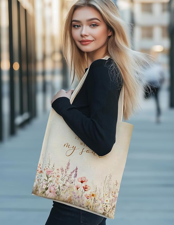 Gifts for Women, Canvas Tote Shopping Reusable Grocery Gift Bags
