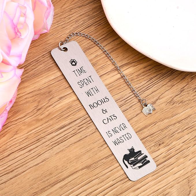 Cute Cat Bookmark, Zinc Alloy Black Cat Themed Book Marker Book Lover Gift Funny Practical Reading Accessories Merch for Reader Women Men