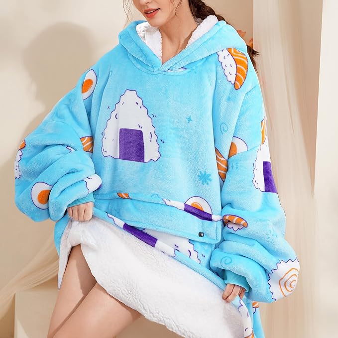 Narecte Cozy Oversized Blanket Hoodie Wearable Blanket Adults Soft Hooded Blanket Hoodie Birthday Gifts for Women Christmas
