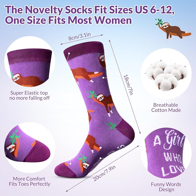 Funnymoom 2 Pack Sloth Gifts Set Skinny Tumbler 20 oz Travel Coffee Mug Novelty Socks Cute Animals Socks, Christmas Birthday Gifts for Sloth Themed Party Favors
