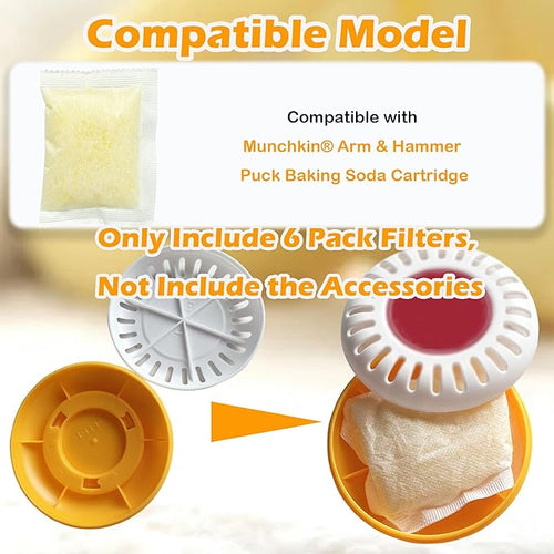 6 Pack Odor Absorber Carbon Filter Refills for Munchkin Step Diaper Pail, Odor Eliminator for Arm & Hammer Puck Baking Soda Cartridge