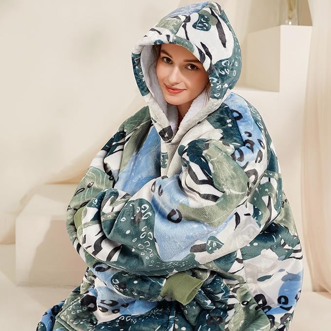 Narecte Cozy Oversized Blanket Hoodie Wearable Blanket Adults Soft Hooded Blanket Hoodie Birthday Gifts for Women Christmas