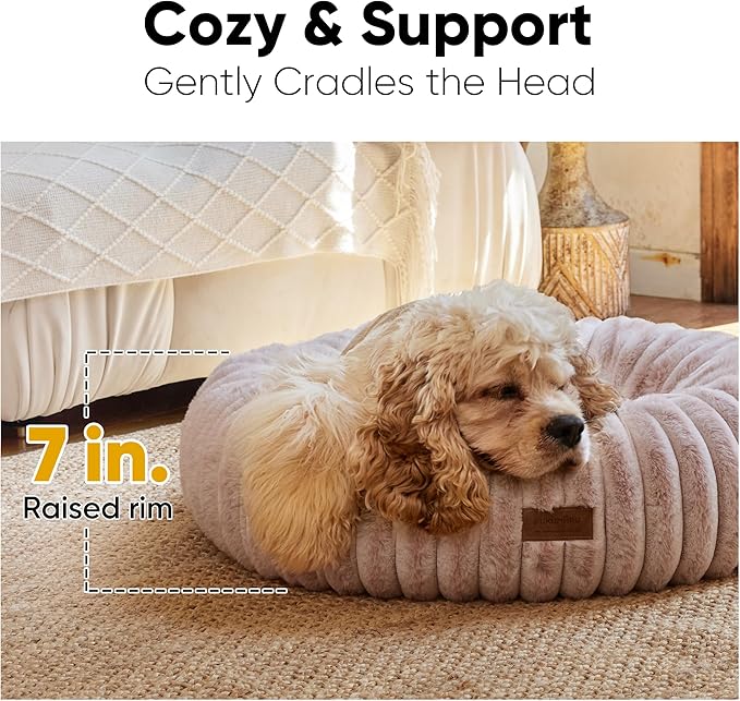 FUKUMARU Dog Bed, Gradient Color Donut Dog Beds for Medium Dogs, 30 inches Calming Orthopedic Dog Beds, Round Pet Bed with Washable Cover，Luxury Comfy Cat Bed for Indoor Cats, Pink