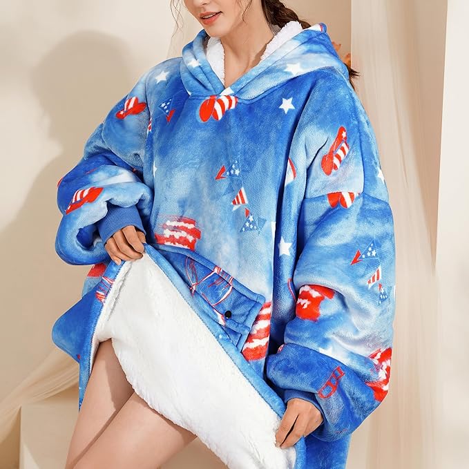 Narecte Cozy Oversized Blanket Hoodie Wearable Blanket Adults Soft Hooded Blanket Hoodie Birthday Gifts for Women Christmas
