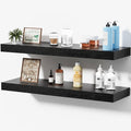 Floating Shelves for Wall, Bathroom Shelves Over Toilet, Wall Shelves & Book Shelf for Room, Hanging Shelf, Modern Wooden Mounted Floating Shelves, 24x7x1.5 in (Black, Set of 2)