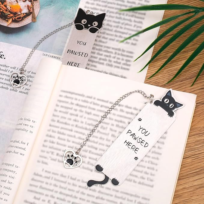 2pcs Cat Bookmarks for Women, Cute Bookmark Aesthetic Gifts Reading Accessories Funny Cat Lover Gifts for Book Lovers Teens Kids Boys & Girls