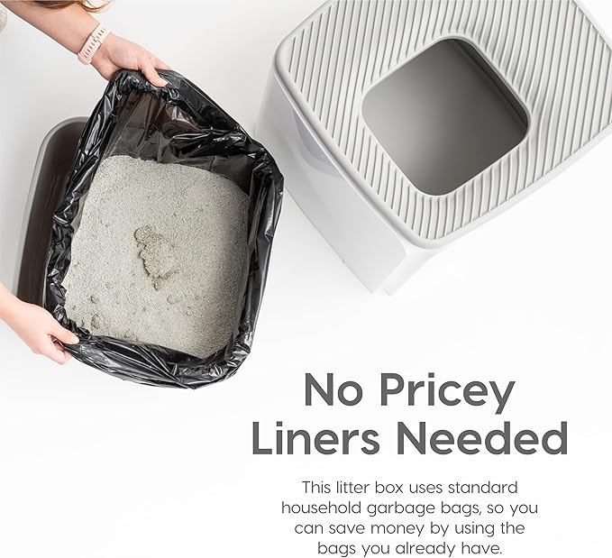 IRIS USA Cat Litter Box Top Entry with Scoop, Covered Dog Proof Litter Box Design, Enclosed Square Style Litterbox with Odor Control, Easy to Clean for Cats, Gray