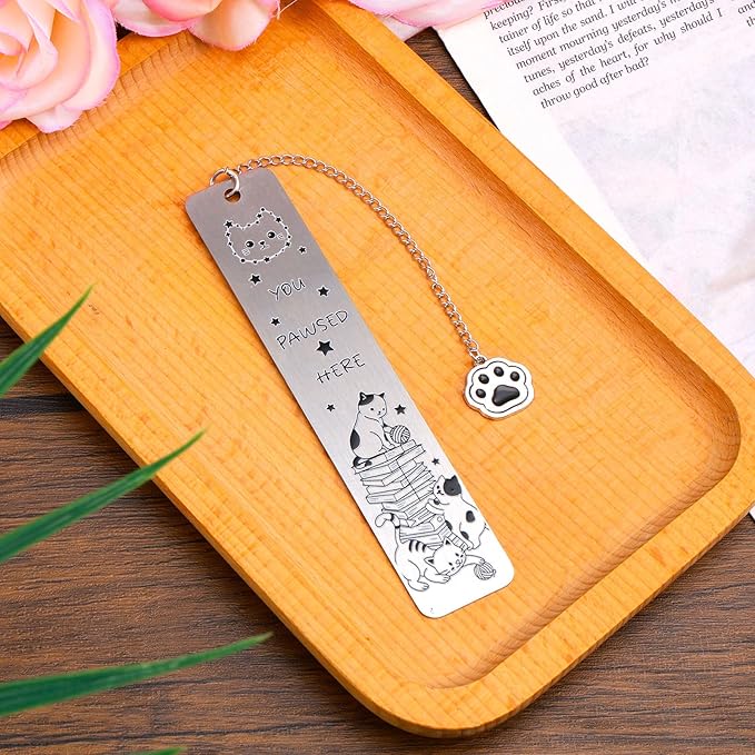 Cat Bookmark, Zinc Alloy Metal Aesthetics Kitten Book Mark for Reading Women Funny Gift Cute Reading Accessories for Men Women Cat Lovers Book Lovers