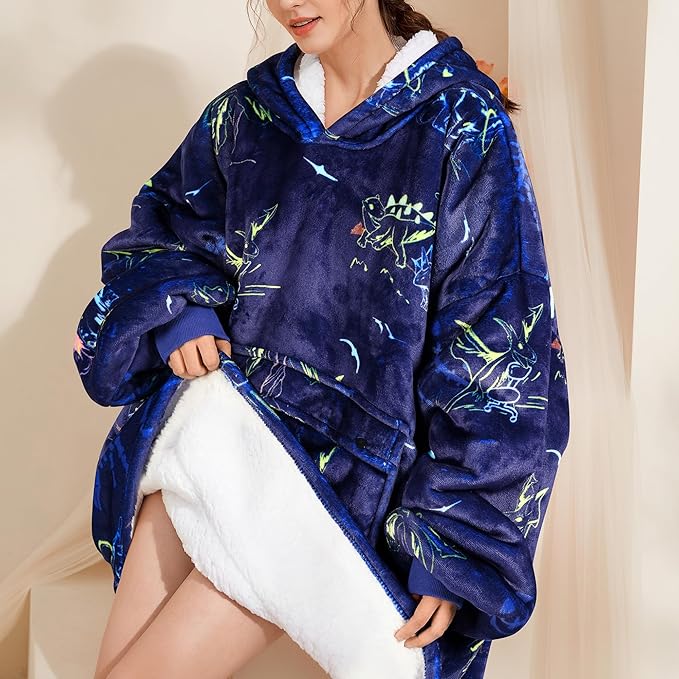 Narecte Cozy Oversized Blanket Hoodie Wearable Blanket Adults Soft Hooded Blanket Hoodie Birthday Gifts for Women Christmas