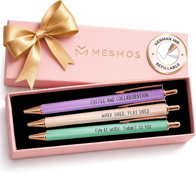 MESMOS 3pk Fancy Pen Set, Thank You Coworker Gifts for Women, Appreciation Gifts for Coworkers Female, Work Besties Women, Going Away Farewell Birthday Gift